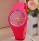 Geneva Zegarek Jelly unisex – silikonowy pasek z mechanizmem kwarcowym, różowy, czerwony