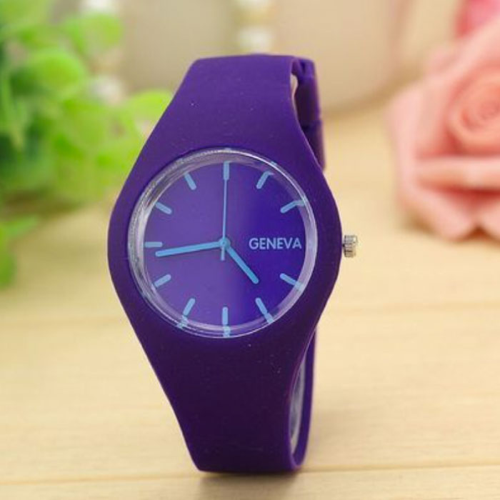 Jelly Watch Unisexe - Mouvement Quartz Bracelet Silicone Violet