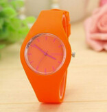 Geneva Reloj Jelly Unisex - Movimiento de Cuarzo Correa de Silicona Naranja
