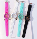 Geneva Jelly Watch for Women - Quartz Movement Silicone Strap White