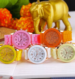 Geneva Jelly Watch for Women - Quartz Movement Silicone Strap White