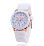 Geneva Montre Jelly pour Femme - Mouvement Quartz Bracelet Silicone Blanc