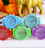 Geneva Montre Jelly pour Femme - Mouvement Quartz Bracelet Silicone Aqua