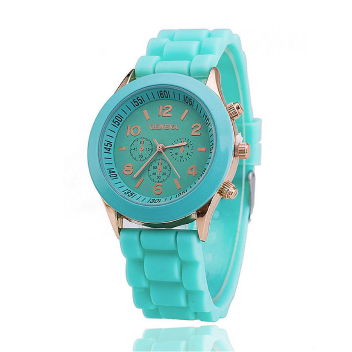 Geneva Montre Jelly pour Femme - Mouvement Quartz Bracelet Silicone Aqua