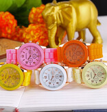 Geneva Jelly Horloge voor Dames - Kwarts Uurwerk Silicoon Bandje Roze