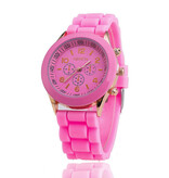 Geneva Jelly Horloge voor Dames - Kwarts Uurwerk Silicoon Bandje Roze