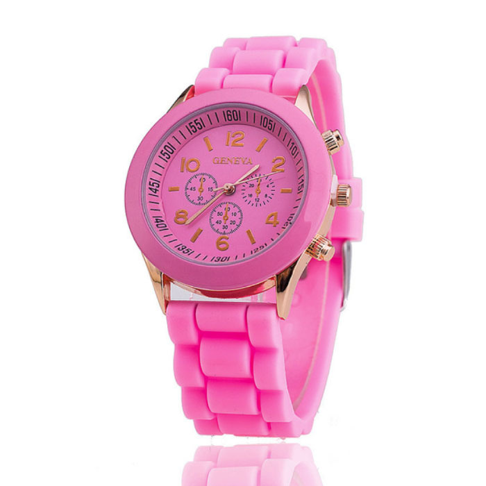 Jelly Horloge voor Dames - Kwarts Uurwerk Silicoon Bandje Roze