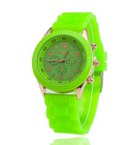 Geneva Zegarek Jelly dla kobiet – silikonowy pasek z mechanizmem kwarcowym, zielony