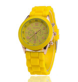 Geneva Jelly-Uhr für Damen – Quarzwerk, Silikonarmband, Gelb