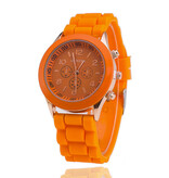 Geneva Jelly Horloge voor Dames - Kwarts Uurwerk Silicoon Bandje Oranje