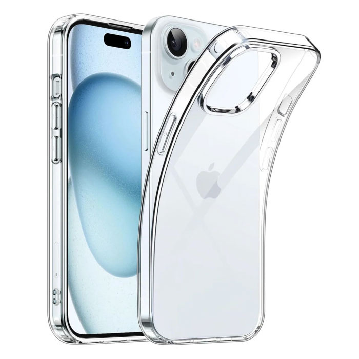 Stuff Certified® iPhone 15 Transparent Case - Flexible Silicone Case Cover Hydrogel Clear