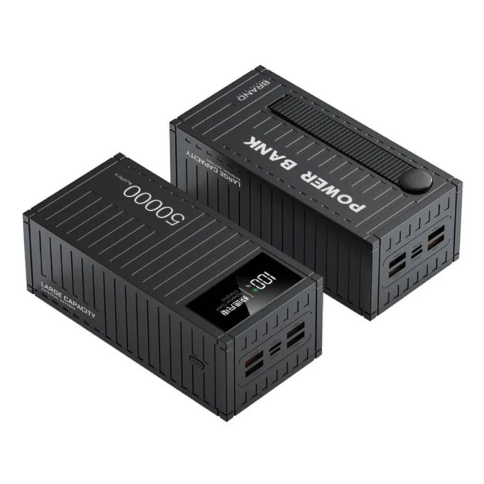 Brand Power Bank 50.000mAh con 4 Puertos de Carga - Pantalla LED - Cargador de Batería 66W Negro