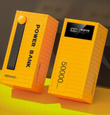 Brand Power Bank 50.000mAh con 4 Puertos de Carga - Pantalla LED - Cargador de Batería 66W Amarillo