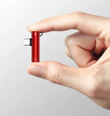 Stuff Certified® Caricatore USB-C e splitter AUX - Adattatore splitter audio per cuffie Rosso