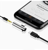 Stuff Certified® Cargador USB-C y divisor AUX - Adaptador divisor de audio para auriculares plateado
