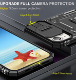 Discover Innovation iPhone 15 - Armor Case avec béquille et caméra Slide - Magnet Grip Cover Case Rouge