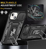 Discover Innovation iPhone 15 Plus - Armor Case with Kickstand and Camera Slide - Magnet Grip Cover Case Black