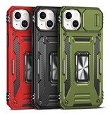 Discover Innovation iPhone 15 Pro - Armor Hoesje met Kickstand en Camera Slide - Magneet Grip Cover Case Rood