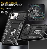 Discover Innovation iPhone 15 Pro - Armor Hoesje met Kickstand en Camera Slide - Magneet Grip Cover Case Rood