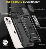 Discover Innovation iPhone 15 Pro - Coque Armor avec béquille et glissière pour appareil photo - Coque à poignée magnétique Rouge