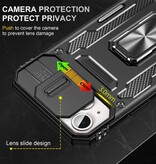 Discover Innovation iPhone 15 Pro Max - Étui Armor avec béquille et glissière pour appareil photo - Étui à poignée magnétique Vert