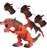 Stuff Certified® Drago di fuoco con telecomando - Robot giocattolo Dino controllabile RC 2.4G Rosso