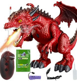 Stuff Certified® Drago di fuoco con telecomando - Robot giocattolo Dino controllabile RC 2.4G Rosso