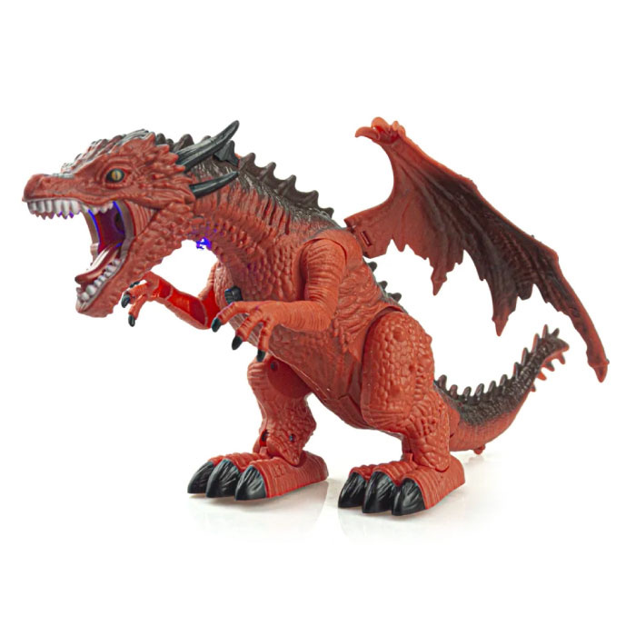 Fire Dragon with Remote Control - RC 2.4G Controllable Toy Dino Robot Red