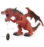 Stuff Certified® Dragon de Feu avec Télécommande - Robot Dino Jouet Contrôlable RC 2.4G Rouge