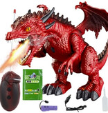 Stuff Certified® Dragon de Glace avec Télécommande - RC 2.4G Jouet Contrôlable Dino Robot Bleu