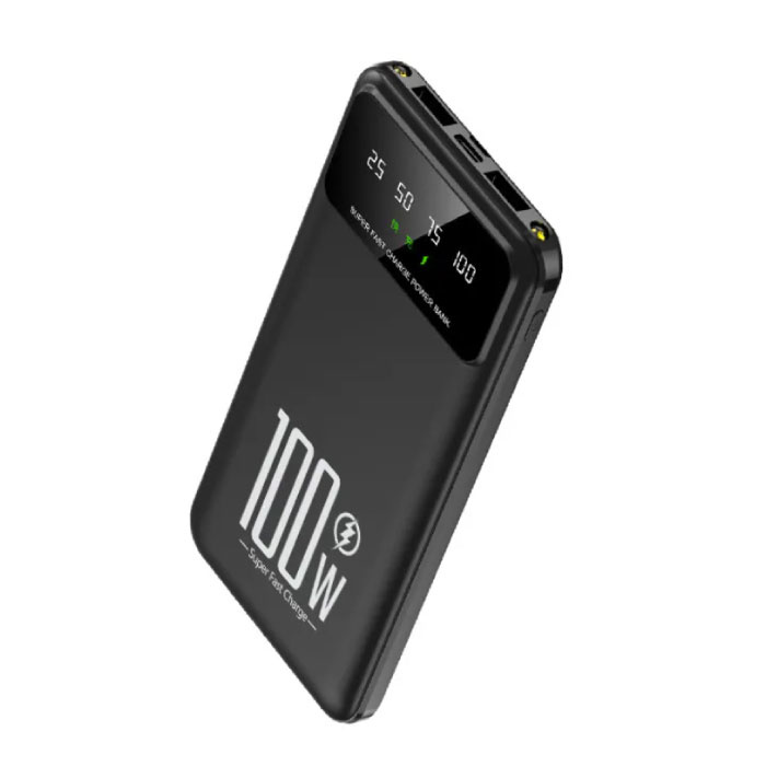 WST Banque d'alimentation 50 000 mAh avec 3 ports de charge - Écran LED et lampe de poche intégrée - Chargeur de batterie 100 W Noir