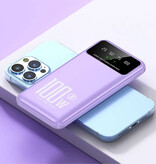 WST Power bank 50 000 mAh z 3 portami ładowania - Wyświetlacz LED i wbudowana latarka - Ładowarka 100 W Fioletowa