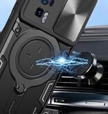 Peaktop Xiaomi Poco F5 (5G) Hülle mit Ringständer und Magnet – stoßfeste Schutzhülle Blau