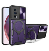 Peaktop Xiaomi Poco F5 Pro (5G) Case with Ring Kickstand and Magnet - Shockproof Cover Case Purple