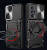 Peaktop Coque Xiaomi Poco F5 (5G) avec Anneau Béquille et Aimant - Housse Antichoc Noir