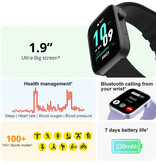 COLMI Smartwatch P71 – Pasek silikonowy – Zegarek monitorujący aktywność sportową fitness, czarny