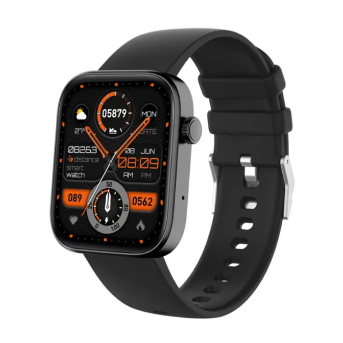 Montre connectée P71 - Bracelet en silicone - Montre de suivi d'activité sportive fitness noire