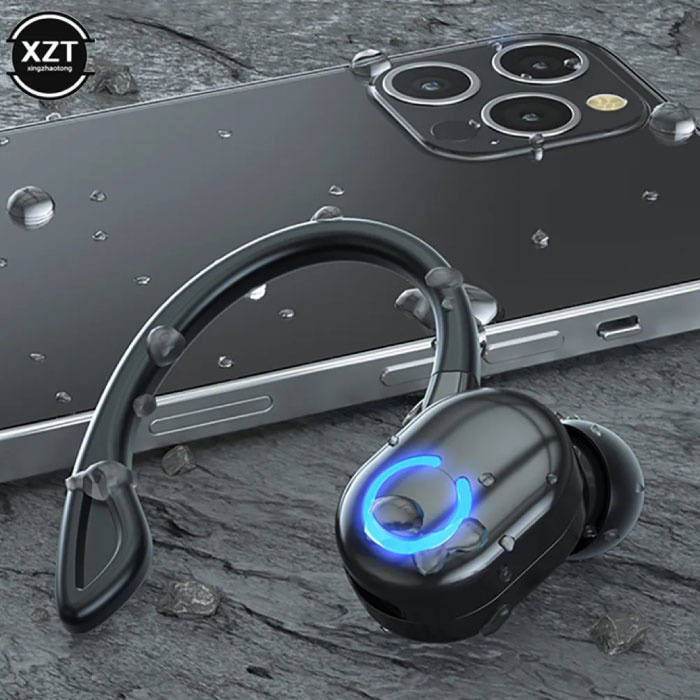 XZT Casque sans fil avec tour d'oreille - Écouteurs mains libres Bluetooth 5.0 Business Sports Noir