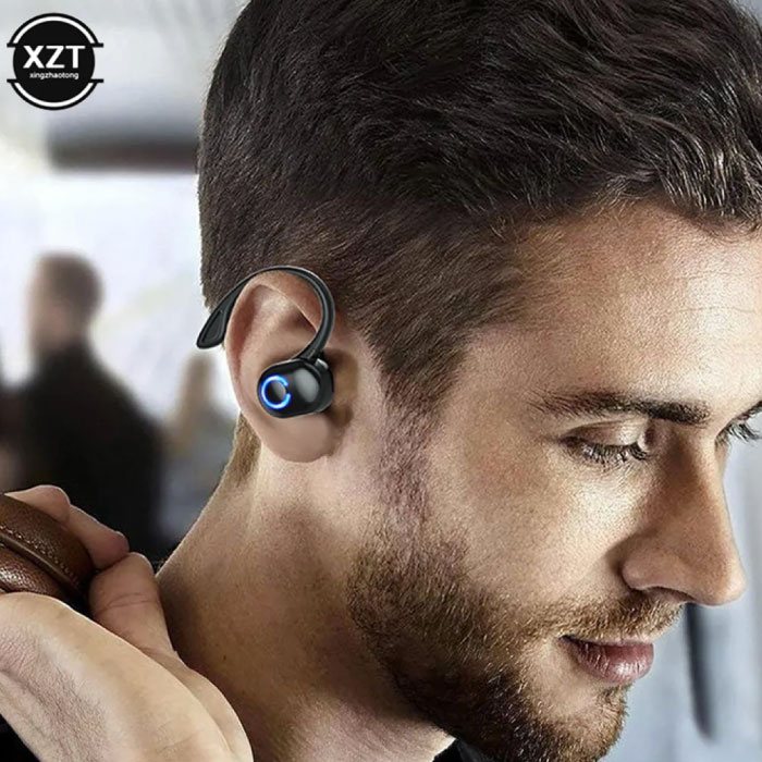 XZT Wireless Headset with Earhook - Business Sports Handsfree Earbud Bluetooth 5.0 Black