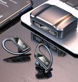 Stuff Certified® Auricolari wireless Q8 con gancio per l'orecchio - Auricolare Bluetooth 5.0 nero