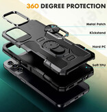 Huikai Samsung Galaxy A14 Case + Kickstand Magnet - Shockproof Cover with Popgrip Black