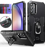 Huikai Samsung Galaxy A24 (4G) Case + Kickstand Magnet - Shockproof Cover with Popgrip Black