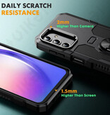 Huikai Samsung Galaxy A24 (4G) Hoesje + Kickstand Magneet - Shockproof Cover met Popgrip Zwart