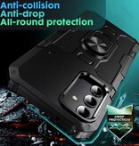 Huikai Samsung Galaxy S22 Hoesje + Kickstand Magneet - Shockproof Cover met Popgrip Groen