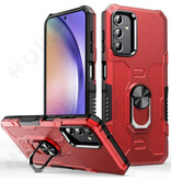 Huikai Samsung Galaxy A14 Case + Kickstand Magnet - Shockproof Cover with Popgrip Red