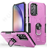 Huikai Samsung Galaxy A34 (5G) Hoesje + Kickstand Magneet - Shockproof Cover met Popgrip Roze