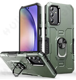 Huikai Samsung Galaxy A73 (5G) Case + Kickstand Magnet - Shockproof Cover with Popgrip Green
