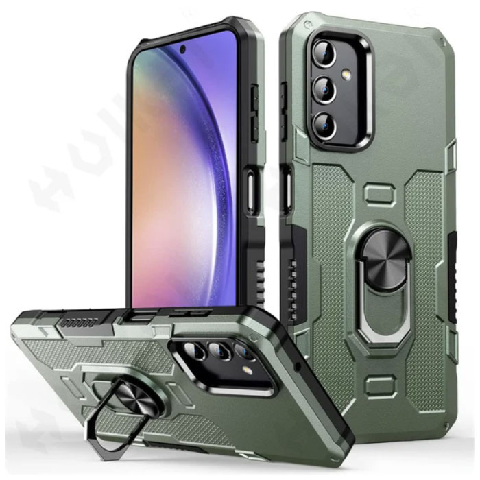 Samsung Galaxy A73 (5G) Case + Kickstand Magnet - Shockproof Cover with Popgrip Green