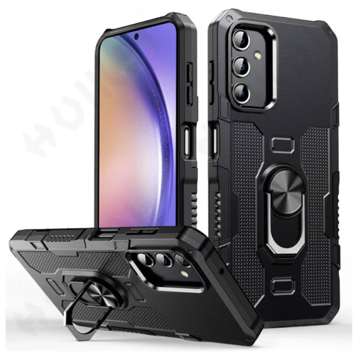 Huikai Samsung Galaxy S23 Case + Kickstand Magnet - Shockproof Cover with Popgrip Black