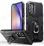 Huikai Samsung Galaxy A73 (5G) Hoesje + Kickstand Magneet - Shockproof Cover met Popgrip Zwart